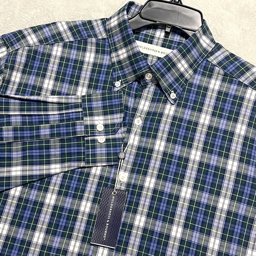 Holderness & Bourne The Andrews Plaid Button Down Shirt Mens M Tailored Stretch